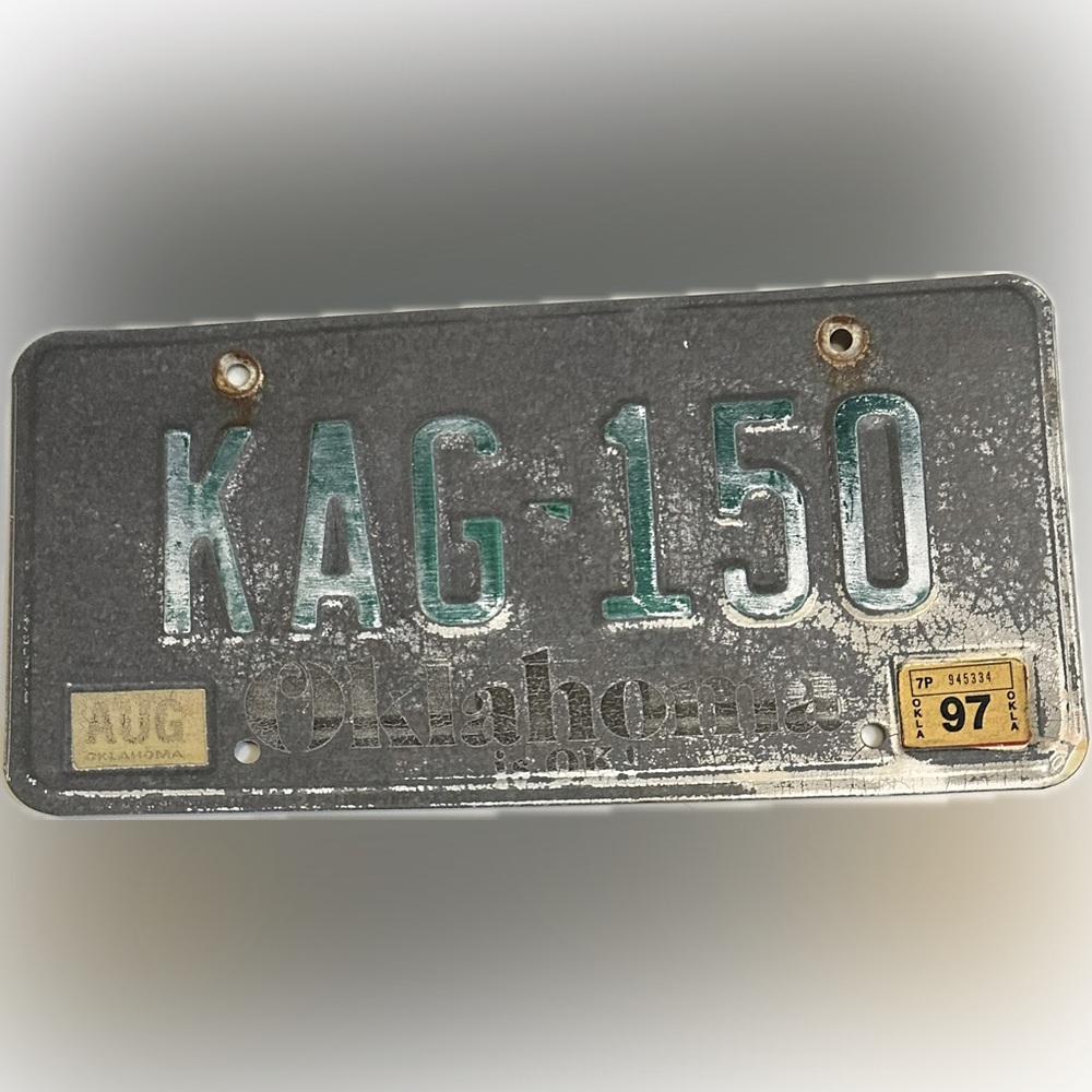 VTG OKLAHOMA STATE TAG LICENSE PLATE 1980s KAG 150 AUTOMOBILE CAR OK COLLECTIBLE